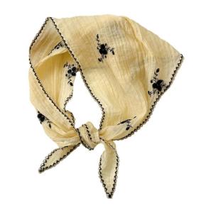 60x60cm Triangular Headscarf Embroidered Foldable Neck Wrap Soft Fabric Summer Accessory for Outdoor Activity Event