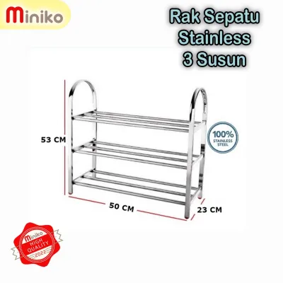 Rak Sepatu Stainless Steel Multifungsi Rak Susun Rak Sendal
