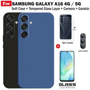 4in1 Soft Case Samsung A16 4G 5G Matte Sandstone Free Anti Gores Layar Camera Dan Garskin Warna