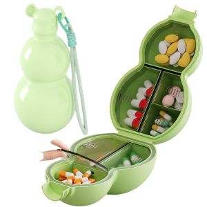 BLISSFUL Gourd Shape Portable Pill Case Moisture Proof 7 Grids Pill Storage Box Waterproof with Handle Rope Vitamin Organizer Daily Use