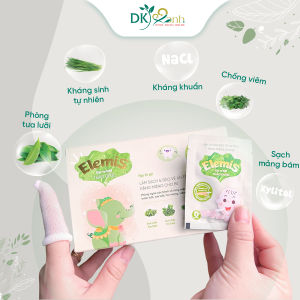 Gạc rơ lưỡi thảo dược Elemis làm sạch và bảo vệ khoang miệng khỏi lo nấm lưỡi tưa lưỡi cho bé - 30 gói/hộp - DK Pharma