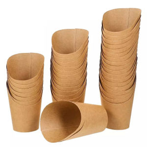 100Pcs Disposable Food Paper Cup Capacity Fries Cup Waffle Cup Egg Cup Food On Stick Cup