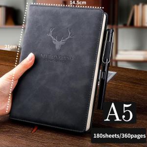 360Pages A5 Leather Notebook Daily Business Office Work Notebooks Notepad with Pen Holder School Supplies