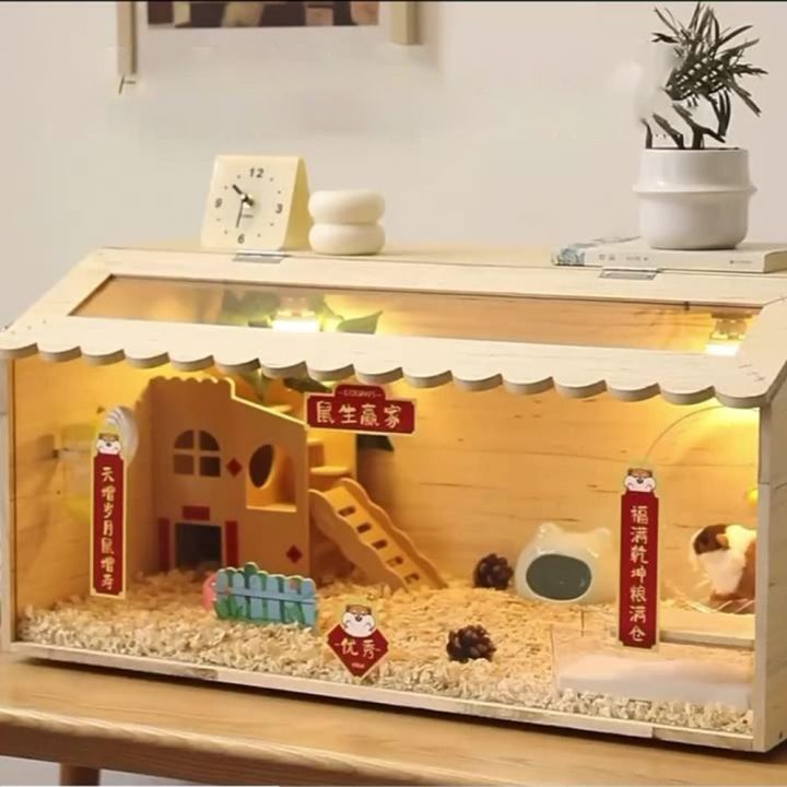 Healmeyou Luding Landscape House Wooden Hamster Cage Pet Bed With Photo Inspiration