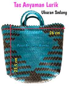 Tas anyaman Plastik Tas Lurik ukuran SEDANG tas Belanjaan sayuran tas wadah beras motif Random