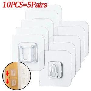 20Pcs Household Traceless Wall Storage Hook Acrylic Transparent Self-Adhesive Suction Plug Kitchen Bathroom Waterproof Holder