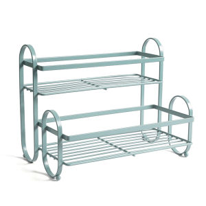 JustLiving 2 Tiers Kitchen Countertop Condiment ans Spice Standing Rack Iron Floor Stand Sorting spice storage rack Bathroom Toilet Shelf Organizer Storage Rack Multi-Purpose Countertop Rack for Bathroom and Kitchen Organization