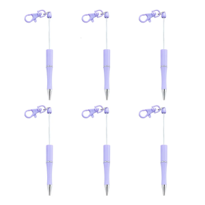 6 Pcs Beadable Pen Keychain 1.0mm Beadable Ballpoint Pen Stationery Pen Writing Pen Black Ink Beaded Pen for Student