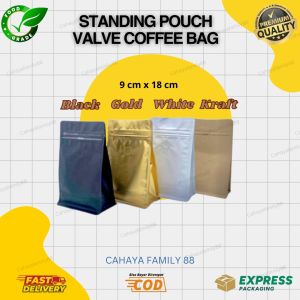 standing pouch / plastik klip / ziplock kemasan kopi premium varian valve coffee bag 8 sides [50 Lembar]