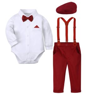 Em bé trang phục giáng sinh trẻ sơ sinh ootd Áo sơ mi kẻ ô và quần đỏ đặt trẻ sơ sinh bday tiệc giáng sinh đặt 2 miếng quần áo quý ông cưới