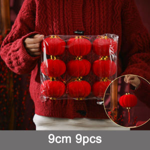 Traditional Chinese Red Lanterns Flocking Small Lanterns Decoration for New Year Festive Party Home Decoration