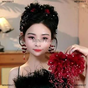 [COD] MINIFRIUT Women Luxury Mesh Flower s Tassels Hair Clips Female Fluffy Shark Hair Claws Hair Accessories Headdress