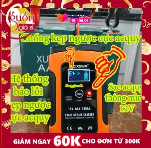 [HCM]Sạc bình ac quy 12v FOXSUR từ 4Ah-100Ah có chức năng phục hồi acquy bằng khử sunfat thông minh tự ngắt khi đầy chống ngược cực - Sạc acquy xe máy  acquy ô tô