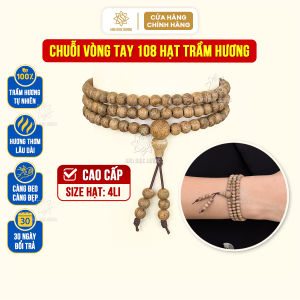 Vòng tay trầm hương chuỗi 108 hạt tốc kiến tự nhiên cao cấp Sơn Mộc Hương mùi thơm sống ngọt lâu dài đeo tay nam nữ mang ý nghĩa phong thủy may mắn tài lộc