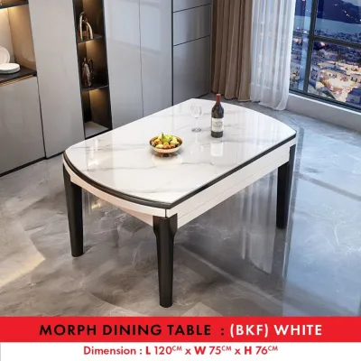 KENZZO Modern Marble Top Expandable Dining Table Set with Rubber Wood Legs