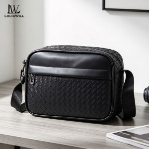 LouisWill Sling Bag for Men Waterproof Mens Shoulder Bag for Men Crossbody Bag Fashion Waterproof Shoulder Bags Large Capacity PU Checkered bag for Men Business Bag Casual Street Bag for Travel Pu Leather Bag Sling Bag Waterproof for Men