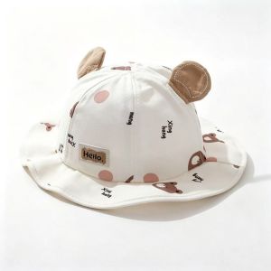AILEBE 【Local Stock】Kids Sunshade Fisherman Hat Is Made Of Lightweight Material To Protect The Cervical Spine Relax The Scalp And Comes With A Windproof Rope For More Convenience