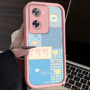 For Oppo A36/Oppo A76/Oppo A96-4G Phone caseKawaii Cute Blue Patchwork Heart Bow Aesthetic Phone Case