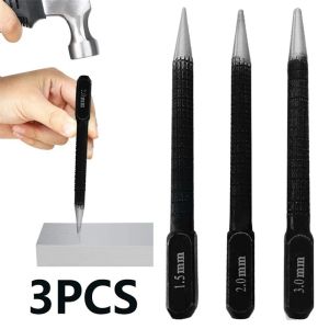 3PCS Punch Alloy Set 1.5mm/2mm/3mm Non-Slip Sample Punching Center Impact Location Metal Wood Scribe Tool