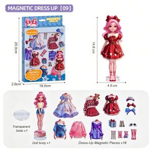 Magnetic Dress Up Doll Sticker Set Princess Outfit DIY Clothes Fridge Magnet Reusable Pieces Home Play Toy Gift