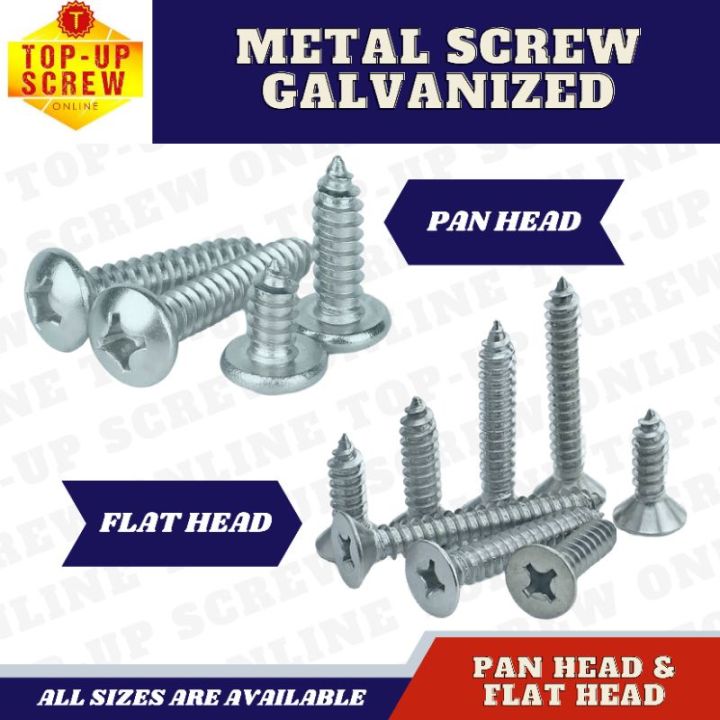 Metal Screw Galvanized || Panhead/Flathead 8mm~10mm || Sold per Gross ...