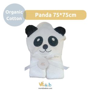 Hntob 0M+ 75*75cm Organic Cotton Baby Hooded Bath Towel Essential Newborn Infant