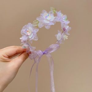 URBAG Party Headwear Artificial Flower Crown Sweet Children Hair Accessories Wedding Headband Floral Hair Hoop Girls Gift