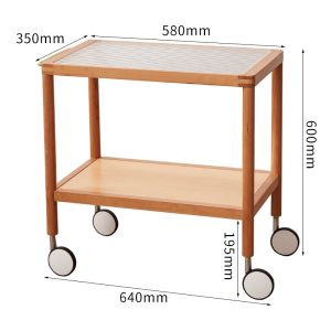 Coffee Table Rubiks Cube Trolley Solid Wood Cherry Wood Universal Wheel Dining Truck Double Layer