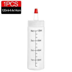 【XZxinzhan】120/250/450ml Plastic Needle-nosed Scale Squeeze Bottle Squeezable Bottle with Measure Mark Kitchen Salad Sauce Squeeze Bottle