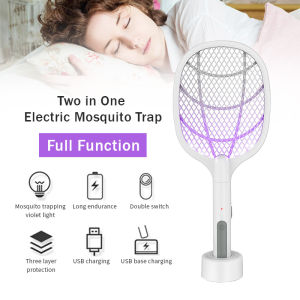 2 In1 Electric Mosquito Swatter Zapper USB Rechargeable LED Light Mosquito Killer Electric Insect Killer Fly Bug Mosquito Trap Lamp Pest Catcher Pembunuh Nyamuk Lampu 電蚊拍