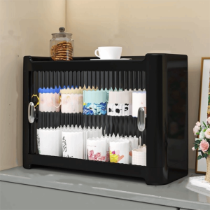 LINSBAYWU Dust-Proof Water Cup Holder Multi-Functional Display Cabinet Cup Storage Shelf Kitchen Countertop Space Saving Kitchen Organizer Kitchen