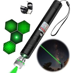 Light USB Rechargeable Green Pointer 1500 Metres Pointer High Power Pen Cat Toy Long Range Green Pointer for Presentations Stargazing Hiking
