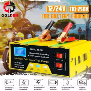 Charger Aki Mobil Motor Portable Automatic Smart Intelligent Chip 12V 24V 6-105A Otomatis Accu Kering Dan Basah Lead Acid Battery Charger Auto Cut Off