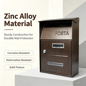 HOL Keyless Mailbox With Code Lock Residential Mailbox With Parcel Compartment For House Villa Postbox Wood Pattern