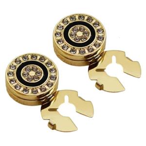 1 Pair Rhinestones Cuff Links Round Button Covers for Men Enamel Button Cover Cufflinks Attend Accessories