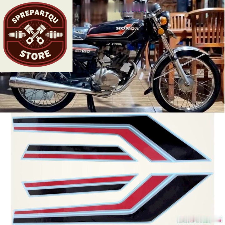 Striping Decal Polet Sticker Honda Cb Gl100 Gl 100 K5 K5 Merah Hitam