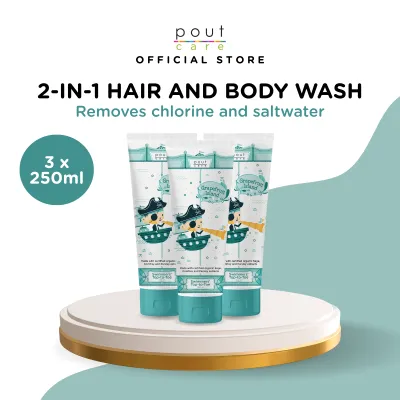 pout Care Grapefruit Island Swimmers Top-to-Toe (3 x 250ml) – Kids Chlorine Removal Shampoo & Wash