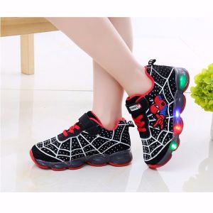 kids shoes spider Image  kids LED cartoon flash shoes for boys Size 23-34