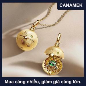 【CANAMEK】 Phong cách retro bốn lá cỏ ba lá hình trái tim ếch mở và đóng vòng cổ mặt dây chuyền vòng cổ thời trang trang sức phụ kiện Quà Tặng