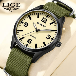 Lige Sub Thương Hiệu Sunkta Đồng hồ thể thao Mới Cho Nam Giới vải nylon thời trang Dây Đeo Không Thấm Nước Sáng Đồng hồ nam doanh nhân đơn giản Nam Giới Đồng hồ Quartz + Hộp