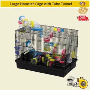 Sangkar Hamster Besar dengan Terowong / Large Hamster Cage with Customizable Tunnel Tubes & Accessories - 31.5x37.5x51cm
