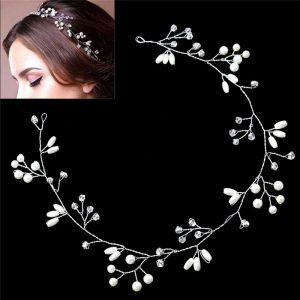 [haoh] งานแต่งงานหรูหราเจ้าสาว Rhinestone faux headband Tiara หูฟังผม