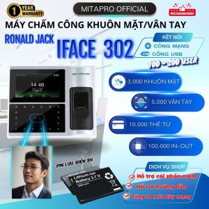 ROANLD JACK IFACE 302 Máy chấm công khuôn mặt và vân tay có tích hợp pin lưu điện hướng dẫn sử dụng cài đặt phần mềm