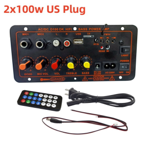 KEBETEME 600W Bluetooth 5.0 Audio Amplifier Dual Microphone AMP Module 12V 24V 220V HIFI Stereo Music Player Decoder Board