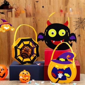 YOUSHI TOP Trick Or Treat DIY Halloween Candy Bag Non-woven Fabric Ghost Bat DIY Trick or Treat Bag Halloween Decoration Pumpkin Bag Pumpkin Handbag Kindergarten
