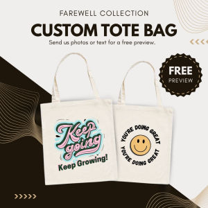 【Farewell Collection】Personalised Tote Bag Custom Printed Name Photo or Logo Design Shopping Work School Gift