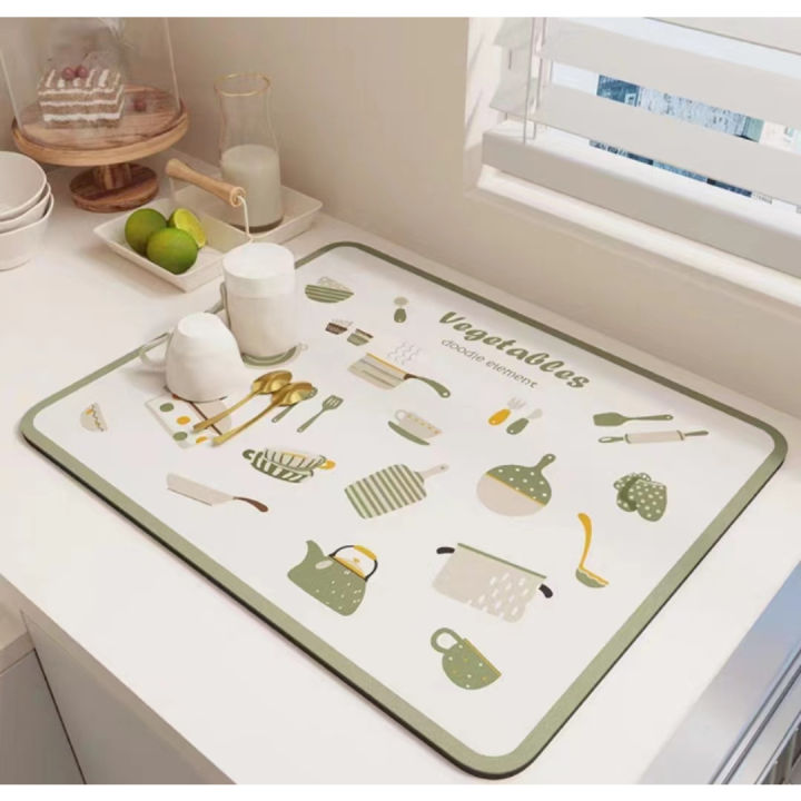 CozyJoy Diatom Mud Pad Coaster Kitchen Top Mat Diatom Mud Drain Mat ...