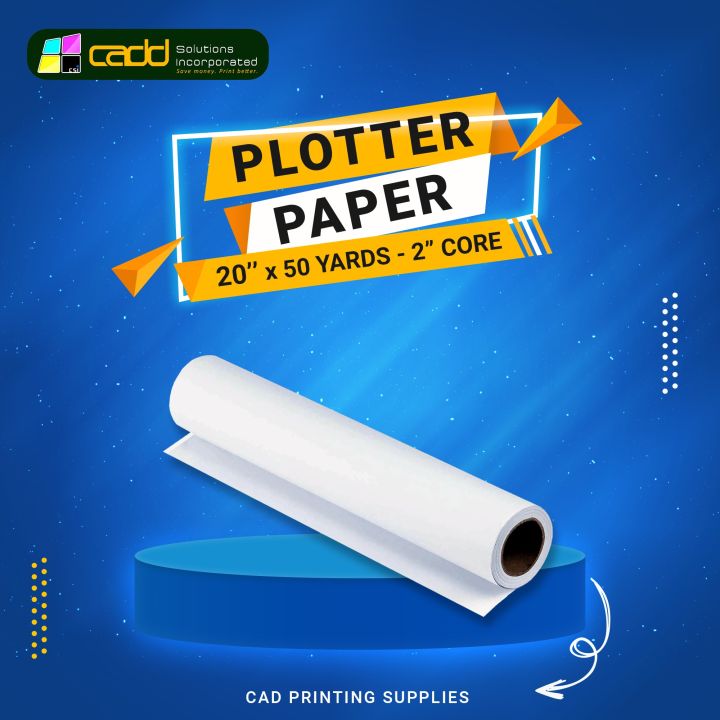 White paper Plotter paper - 20 inches x50 Yards - 80/85gsm High Quality, Plain white - 2 inches core