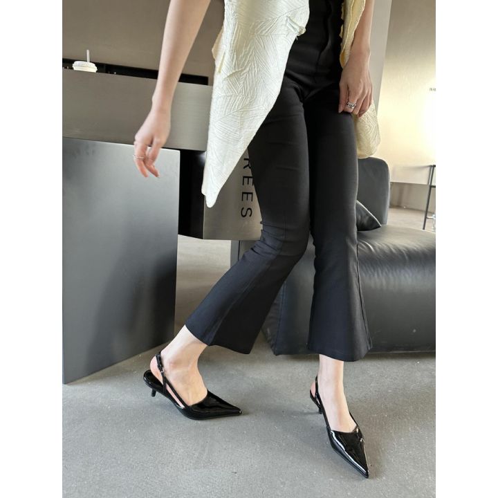 Giày Sandal Cao Gót Nữ Mũi Nhọn Quai Mảnh Da Bóng Cao Cấp Đế 5cm Slingback Thanh Lịch Kiểu Pháp CG21 Taoladyshoes