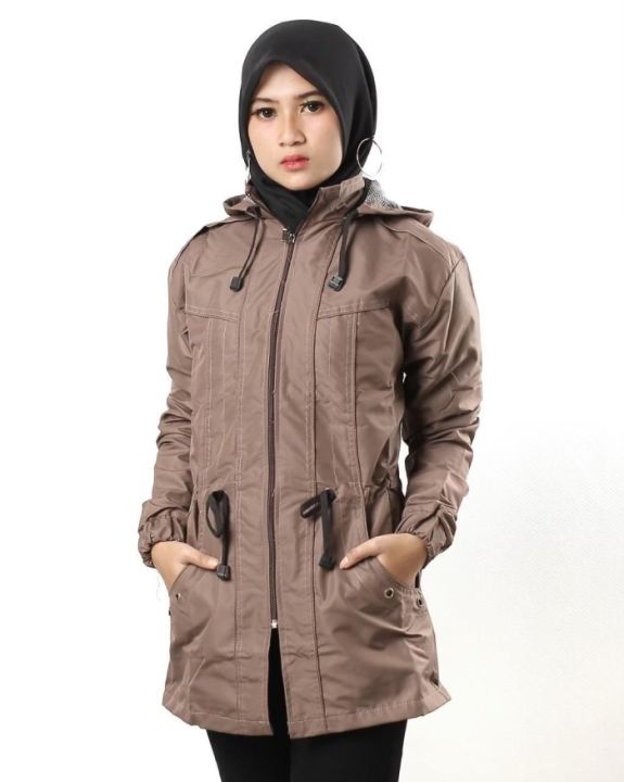 D2BLACK Jaket Parasut Wanita Waterproof M L XL XXL Outdoor Anti